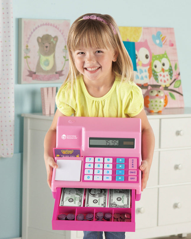 PRETEND PLAY CALCULATOR CASH REGISTER PINK