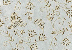 PAPEL ARTESANAL PLATA CON FLORES DORADAS 22X29PULG
