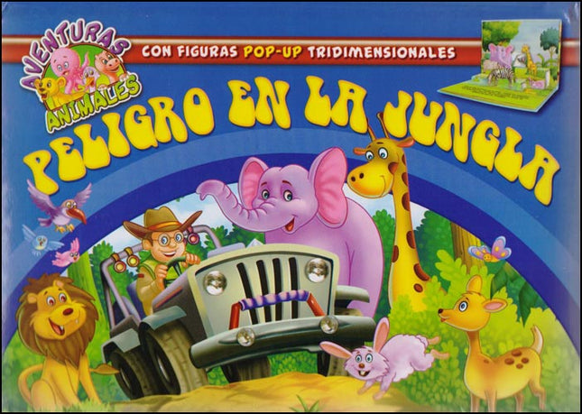 LIBRO AVENTURAS ANIMALES EN 3D- PELIGRO EN LA JUNGLA