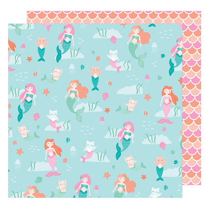 PAPEL ESTAMPADO DOBLE CARA 12X12" - DREAM ON SIRENA Y GATO