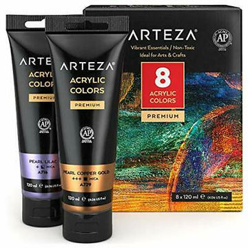 ARTEZA-  PINTURA ACRILICA METALICA VIBRANT ESSENTIALS 120 ML 8 UND