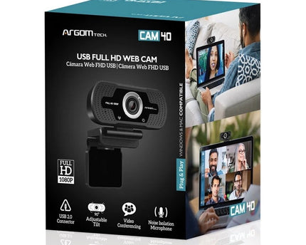 CAMARA WEB ARGOM NEGRA CAM40 1080P FHD CON MICROFONO
