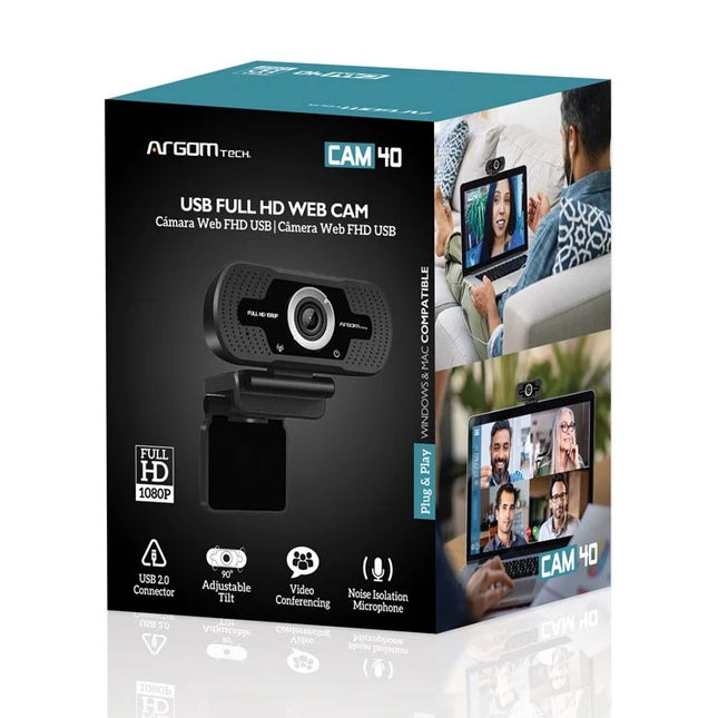 CAMARA WEB ARGOM NEGRA CAM40 1080P FHD CON MICROFONO