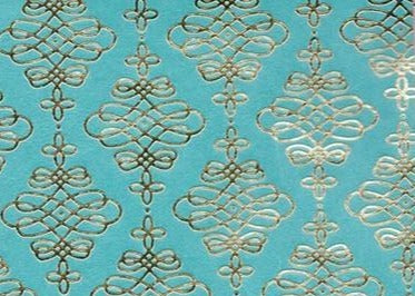 PAPEL ARTESANAL CELESTE DISEÑP DORADO 22X29PULG