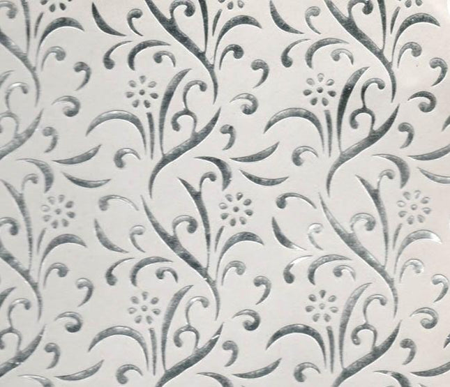 PAPEL DECORADO BLANCO C/HOJAS PLATEADA 22 X 29 PULG