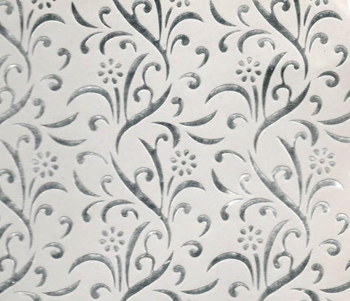 PAPEL DECORADO BLANCO C/HOJAS PLATEADA 22 X 29 PULG