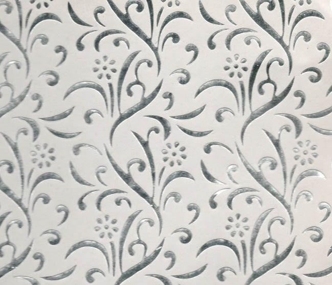 PAPEL ARTESANAL BLANCO CON DISEÑO PLATA 22X29PULG