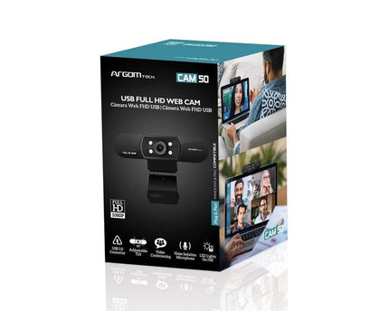 CAMARA WEB ARGOM CAM50 FULL HD 1080P CON MICROFONO Y LED
