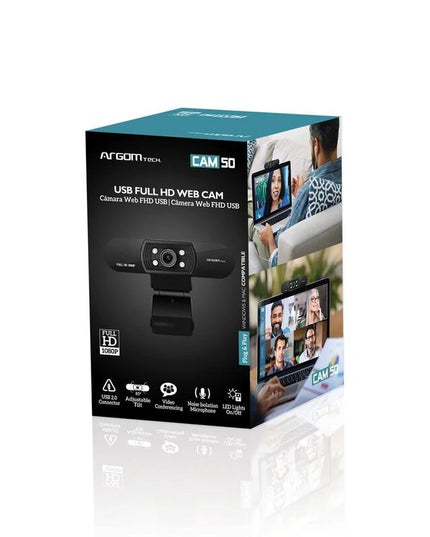 CAMARA WEB ARGOM CAM50 FULL HD 1080P CON MICROFONO Y LED