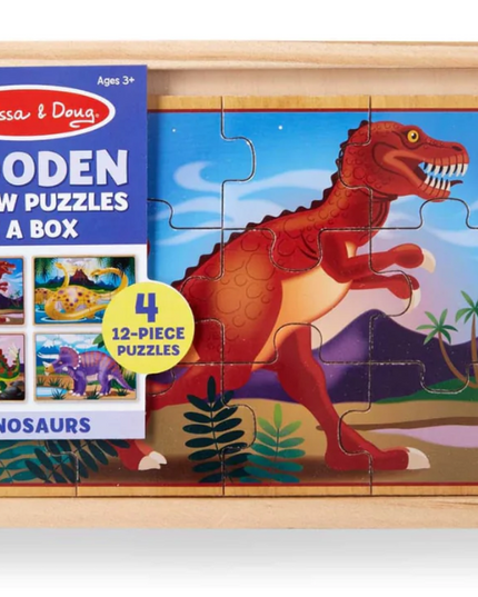 ROMPECABEZA DE MADERA DE DINOSAUROS 12 PZA