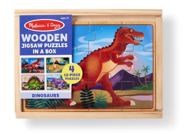 ROMPECABEZA DE MADERA DE DINOSAUROS 12 PZA