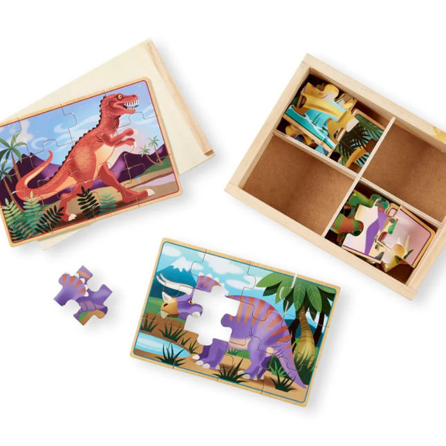ROMPECABEZA DE MADERA DE DINOSAUROS 12 PZA