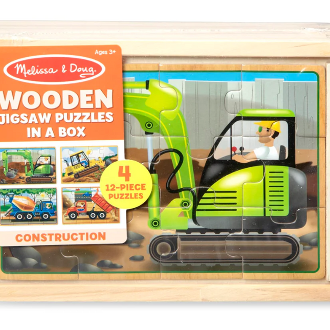ROMPECABEZA DE MADERA VEHICULOS DE CONSTRUCCION 12 PZA