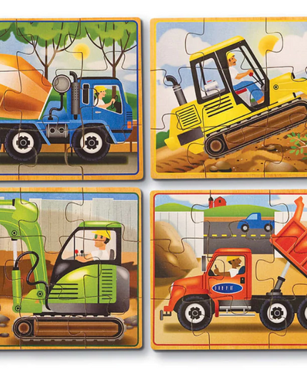 ROMPECABEZA DE MADERA VEHICULOS DE CONSTRUCCION 12 PZA