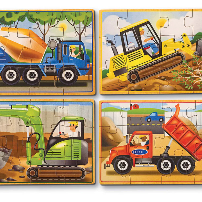ROMPECABEZA DE MADERA VEHICULOS DE CONSTRUCCION 12 PZA