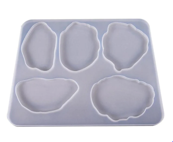MOLDE DE SILICONA P/ POSAVASOS FORMA IRREGULAR 5 MOLDES