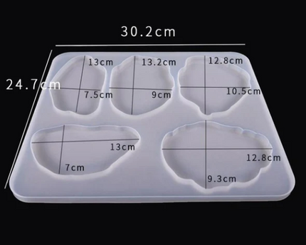 MOLDE DE SILICONA P/ POSAVASOS FORMA IRREGULAR 5 MOLDES