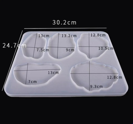 MOLDE DE SILICONA P/ POSAVASOS FORMA IRREGULAR 5 MOLDES