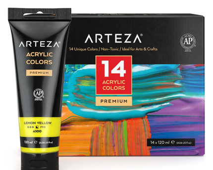 PINTURA ACRILICA EN TUBO COLORES VARIOS 4OZ. 14 UND