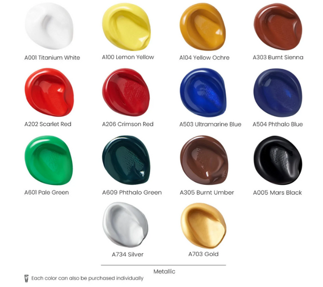 PINTURA ACRILICA EN TUBO COLORES VARIOS 4OZ. 14 UND