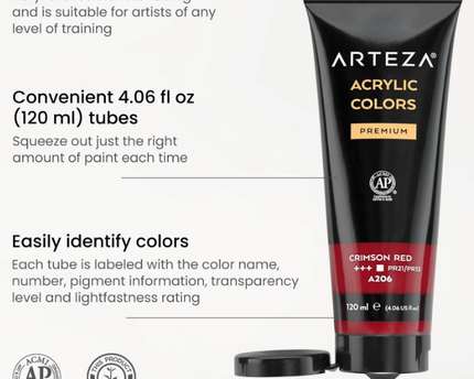 PINTURA ACRILICA EN TUBO COLORES VARIOS 4OZ. 14 UND