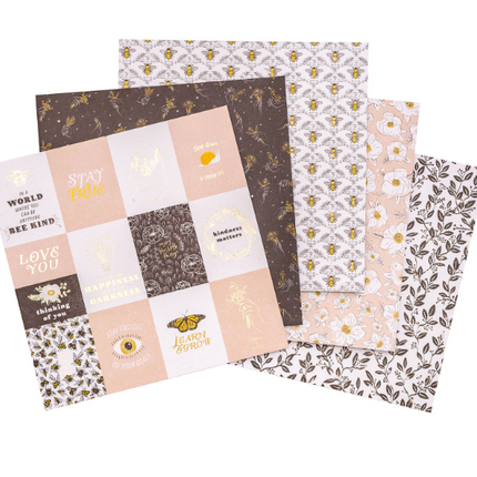 SET DE  PAPEL PARA SCRAPBOOK HONEY BLOSSOMS