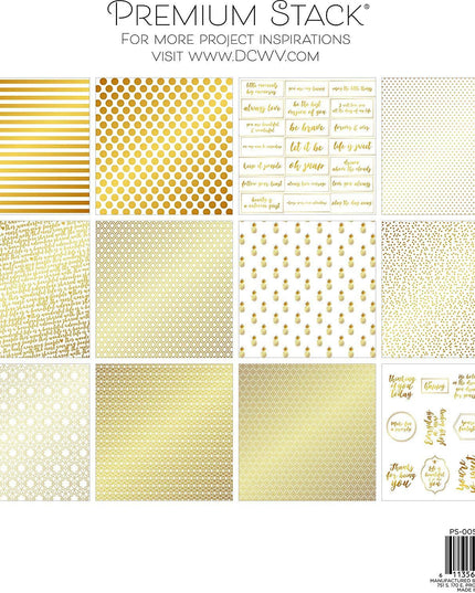 SET DE  PAPEL PARA SCRAPBOOK GOLD WHITE FOIL