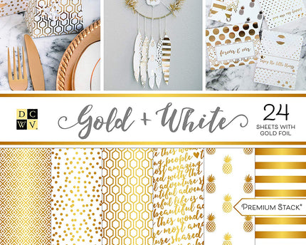 SET DE  PAPEL PARA SCRAPBOOK GOLD WHITE FOIL