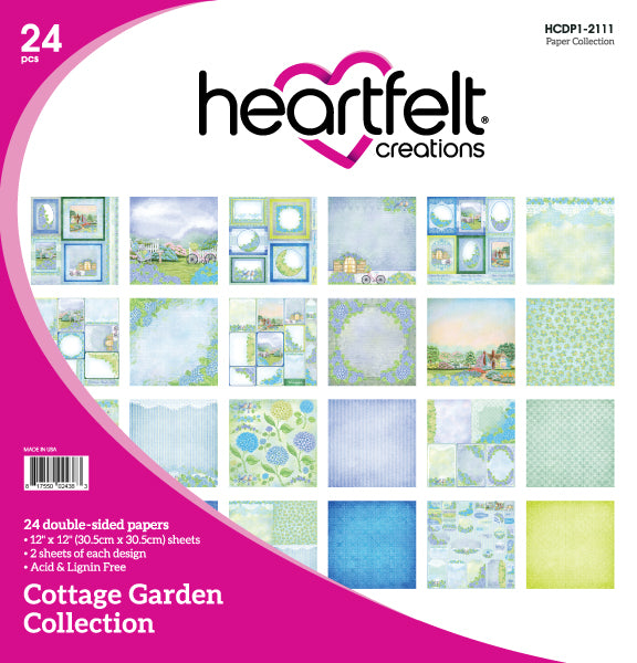 HEARTFELT - COLECCIÓN DE PAPEL 12X 12 COTTAGE GARDEN 24 HOJAS