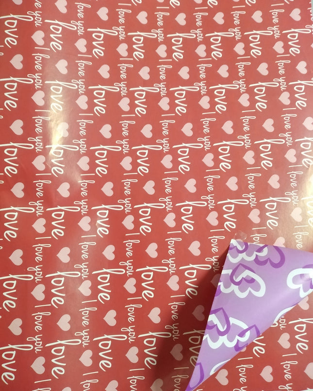 PAPEL DE REGALO LOVE YOU DUPLEX 19"X25"