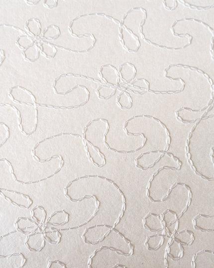 PAPEL ARTESANAL BLANCO BORDADO 22X29PULG