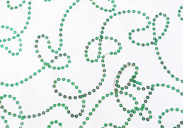 PAPEL ARTESANAL BLANCO LENTEJUELA VERDE 22X30PULG