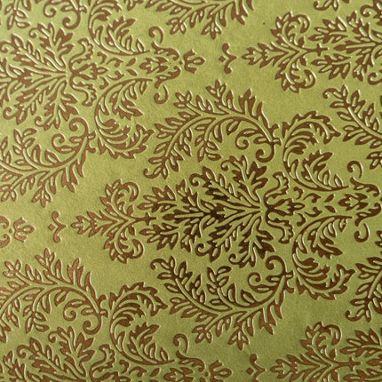 PAPEL DECORADO VERDE C/ HOJAS DORADO 22 X 29 PULG