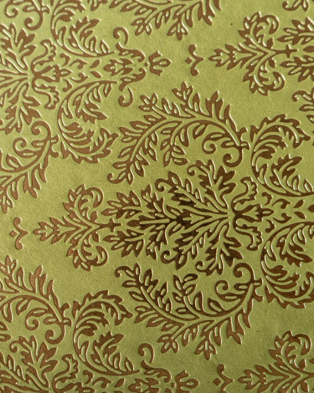 PAPEL DECORADO VERDE C/ HOJAS DORADO 22 X 29 PULG