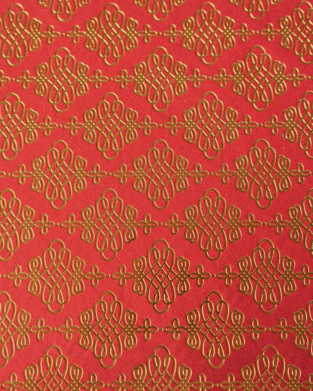 PAPEL ARTESANAL ROJO CON DISEÑO DORADO 22X29PULG
