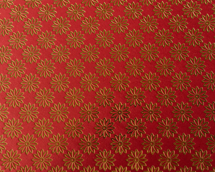 PAPEL ARTESANAL ROJO DISEÑO FLOR DORADA 22X29PULG