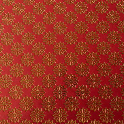PAPEL ARTESANAL ROJO DISEÑO FLOR DORADA 22X29PULG