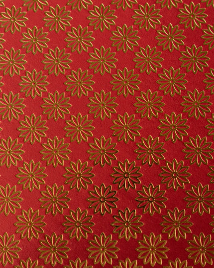 PAPEL ARTESANAL ROJO DISEÑO FLOR DORADA 22X29PULG