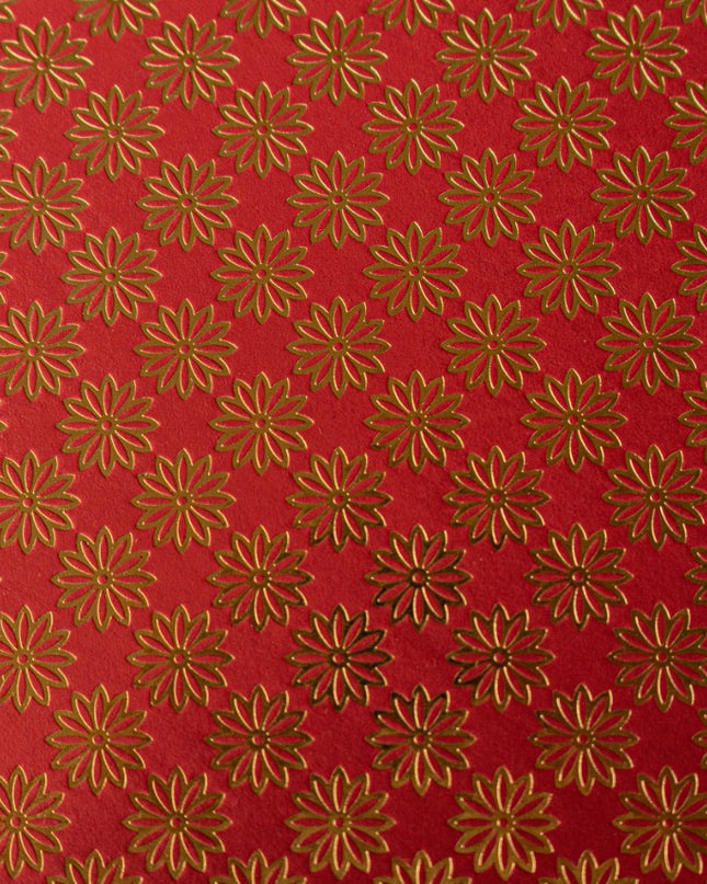 PAPEL ARTESANAL ROJO DISEÑO FLOR DORADA 22X29PULG