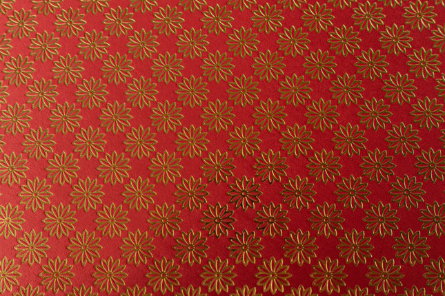 PAPEL ARTESANAL ROJO DISEÑO FLOR DORADA 22X29PULG