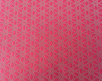 PAPEL ARTESANAL ROSADO CON DISEÑO FLORES PLATA 22X29PULG