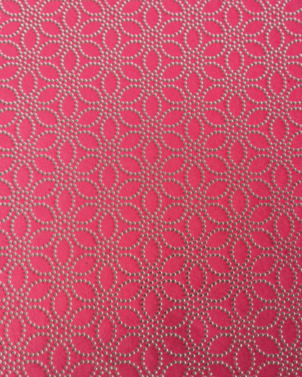 PAPEL ARTESANAL ROSADO CON DISEÑO FLORES PLATA 22X29PULG