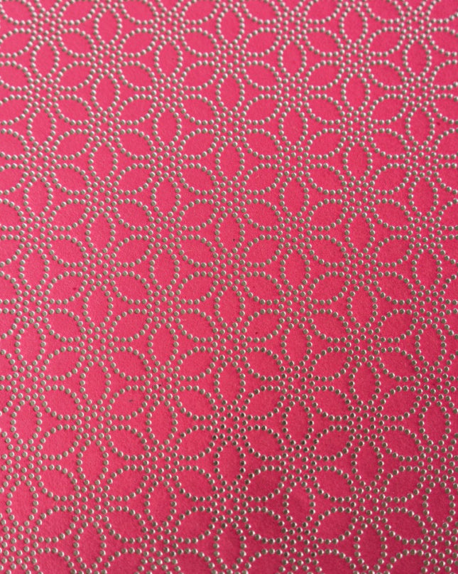 PAPEL ARTESANAL ROSADO CON DISEÑO FLORES PLATA 22X29PULG
