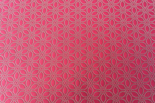 PAPEL ARTESANAL ROSADO CON DISEÑO FLORES PLATA 22X29PULG