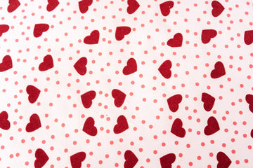 PAPEL ARTESANAL ROSADO CORAZONES ROJO 22X9PULG