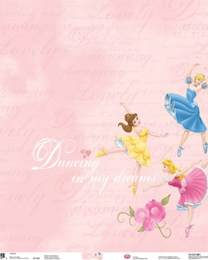 DISNEY PRINCESS CON GLITTER-PAPEL SCRAPBOOK 12X12