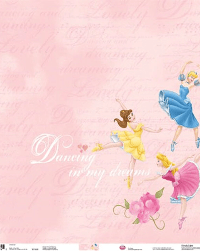 DISNEY PRINCESS CON GLITTER-PAPEL SCRAPBOOK 12X12