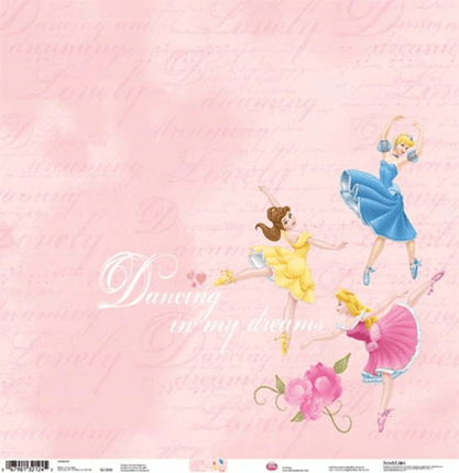 DISNEY PRINCESS CON GLITTER-PAPEL SCRAPBOOK 12X12
