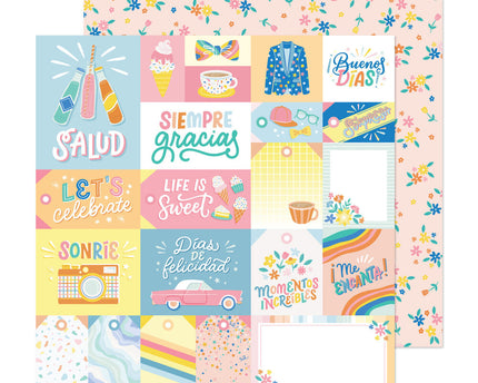PAPEL ESTAMPADO DOBLE CARA 12 X 12 - SALUD-COLLECTION BUENOS DIAS
