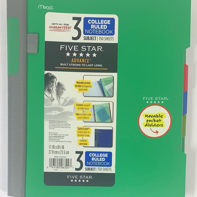 CUADERNO ESPIRAL FIVE STAR 3 MAT